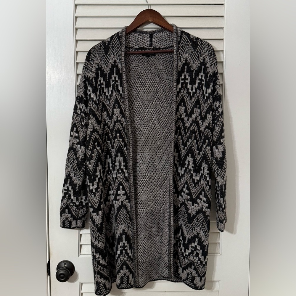 Lucky Brand black and gray open bohemian cardigan size medium